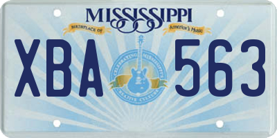 MS license plate XBA563
