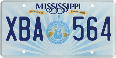 MS license plate XBA564