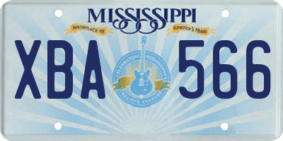 MS license plate XBA566