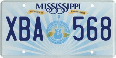 MS license plate XBA568