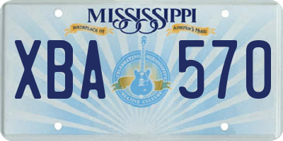MS license plate XBA570