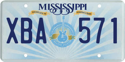 MS license plate XBA571