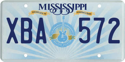 MS license plate XBA572