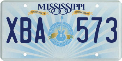 MS license plate XBA573