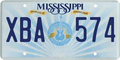 MS license plate XBA574
