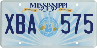 MS license plate XBA575