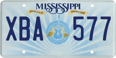 MS license plate XBA577