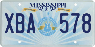MS license plate XBA578