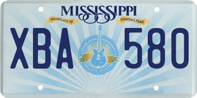 MS license plate XBA580