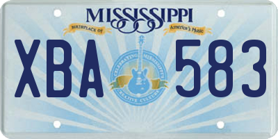 MS license plate XBA583