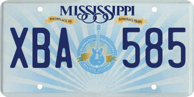 MS license plate XBA585