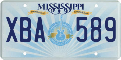 MS license plate XBA589