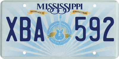 MS license plate XBA592