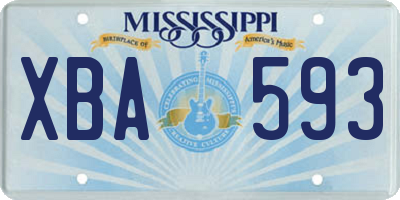 MS license plate XBA593