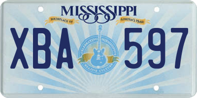 MS license plate XBA597