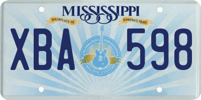 MS license plate XBA598