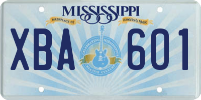 MS license plate XBA601