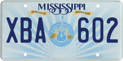 MS license plate XBA602
