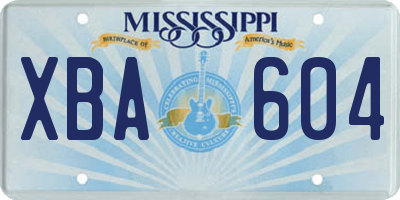 MS license plate XBA604