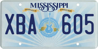 MS license plate XBA605