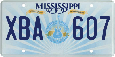 MS license plate XBA607