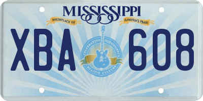 MS license plate XBA608