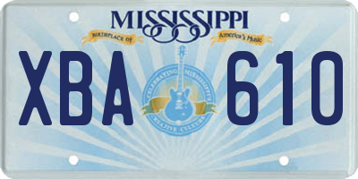 MS license plate XBA610