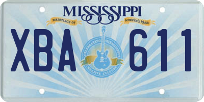 MS license plate XBA611