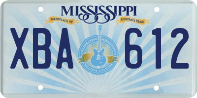 MS license plate XBA612