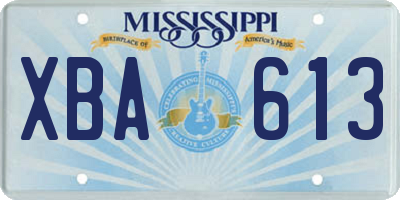 MS license plate XBA613