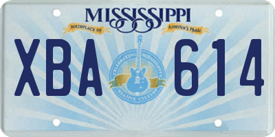 MS license plate XBA614