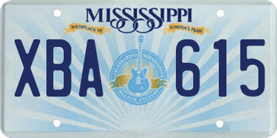 MS license plate XBA615