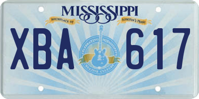 MS license plate XBA617