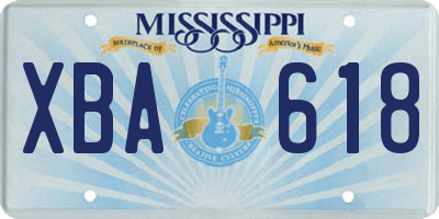 MS license plate XBA618