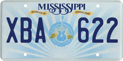 MS license plate XBA622