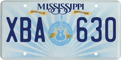 MS license plate XBA630