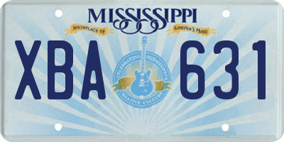 MS license plate XBA631