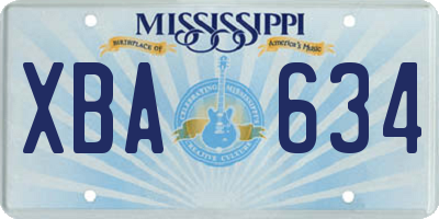 MS license plate XBA634