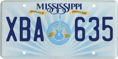 MS license plate XBA635