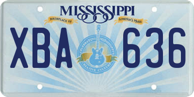 MS license plate XBA636