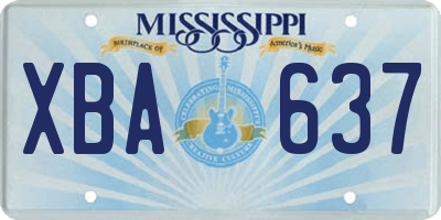 MS license plate XBA637