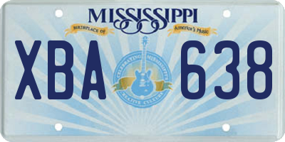 MS license plate XBA638