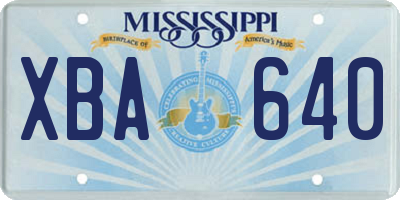 MS license plate XBA640