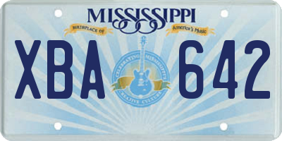 MS license plate XBA642