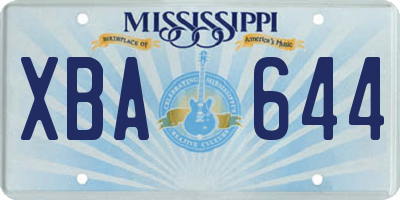 MS license plate XBA644