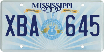 MS license plate XBA645