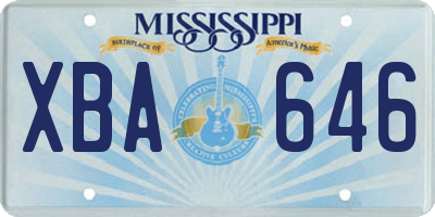 MS license plate XBA646