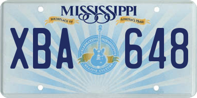 MS license plate XBA648