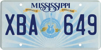 MS license plate XBA649