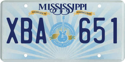 MS license plate XBA651